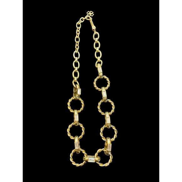 Ann Taylor Vintage Gold-Tone Chain Necklace With Rhinestone Accents -17 - Picture 2 of 2